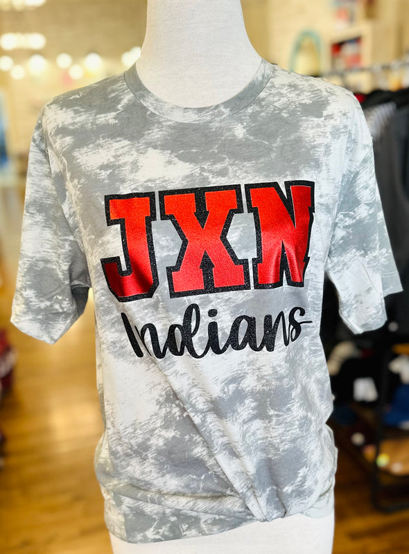 JXN Indians Outline Tie Dye Tee