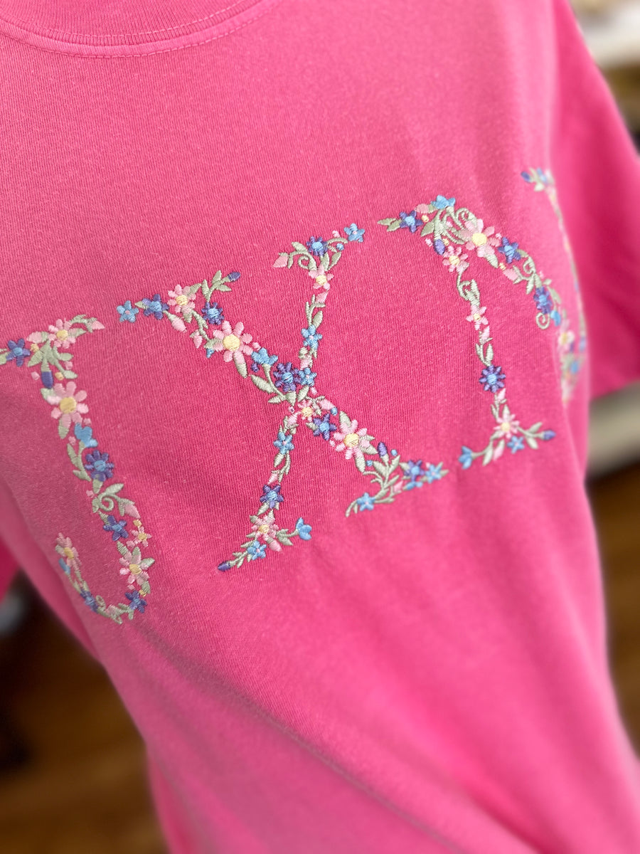 JXN Floral Embroidered Tee – Stitched & Stamped