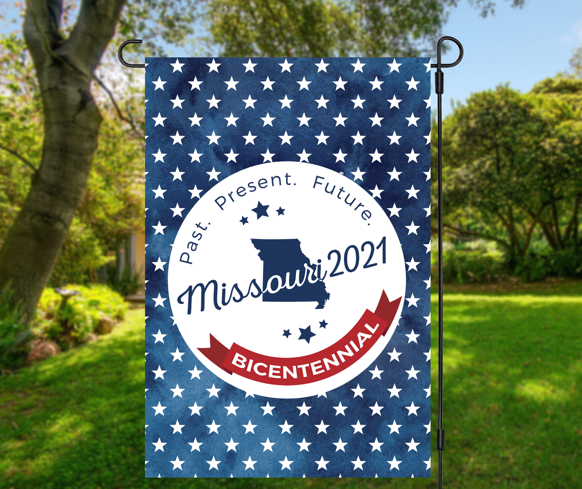 Missouri Bicentennial Garden Flag Stitched & Stamped