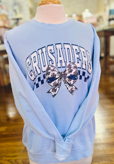 Crusaders Mascot Bow Comfort Colors Sweatshirt 1466
