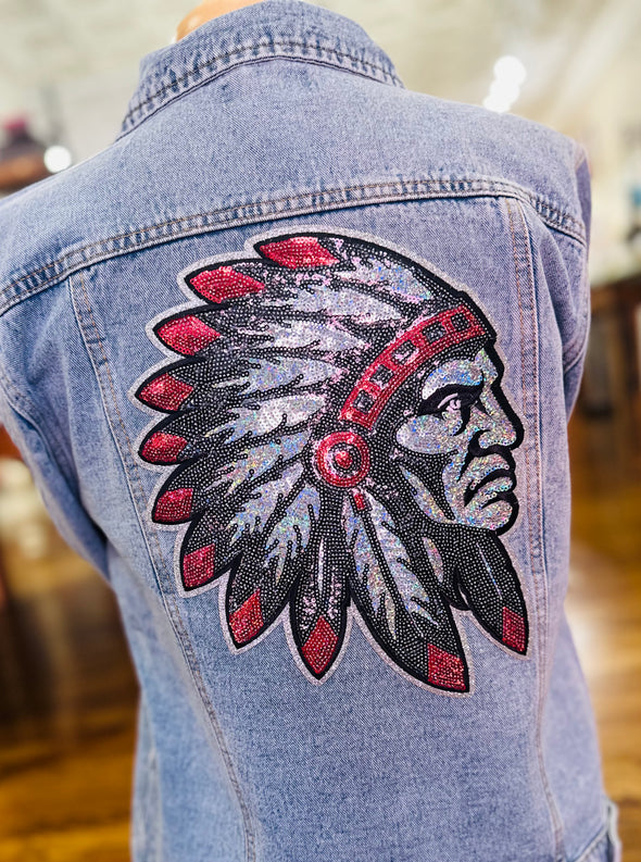 Sequin Headdress Denim Jacket