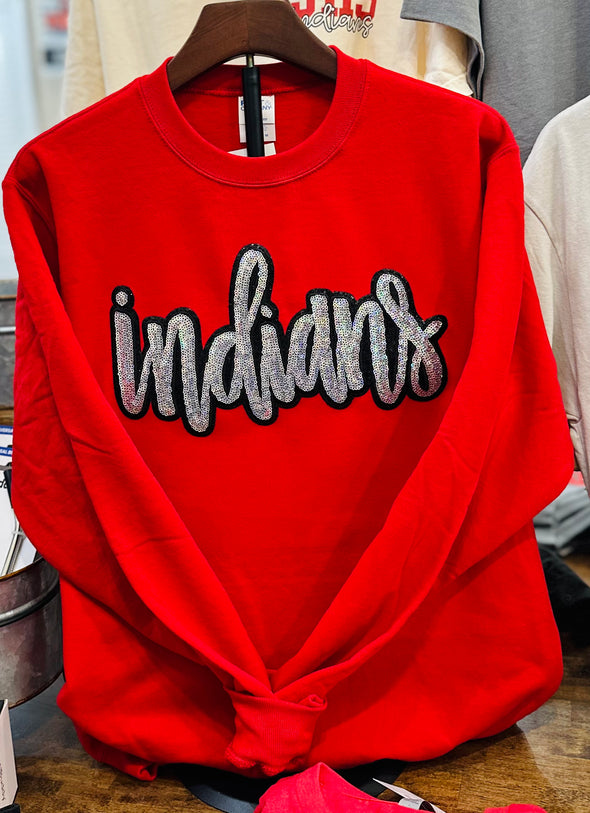 Indians Cursive Sequin Sweatshirt