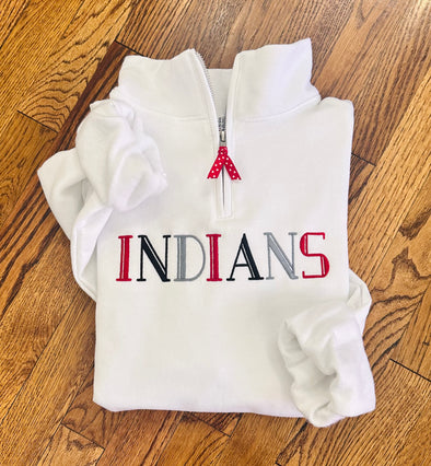 Indians Three Color Jerzees Cadet 1/4 Zip