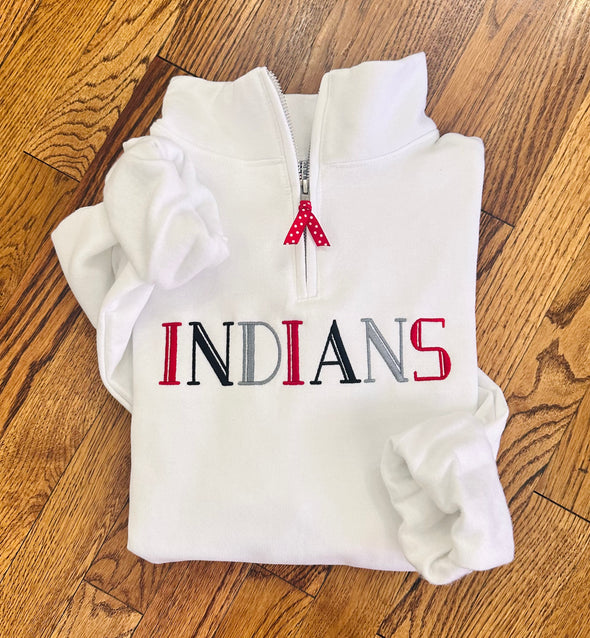 Indians Three Color Jerzees Cadet 1/4 Zip