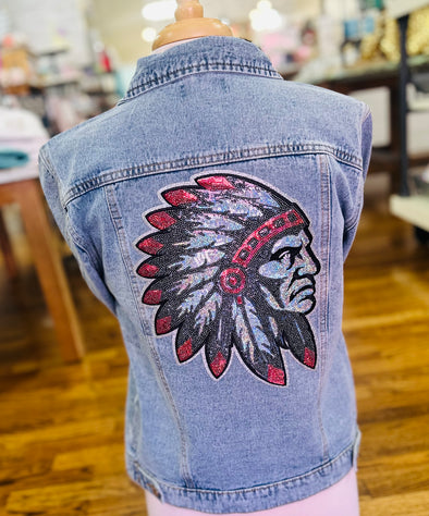 Sequin Headdress Denim Jacket