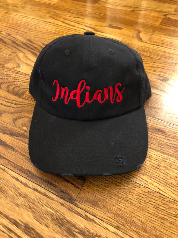 Indians Script Distressed Hat
