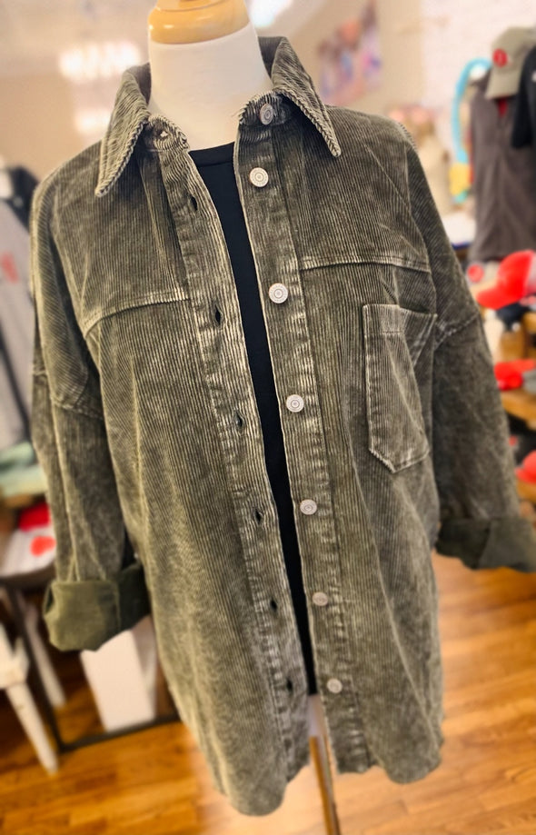 Corduroy Button Front Shacket